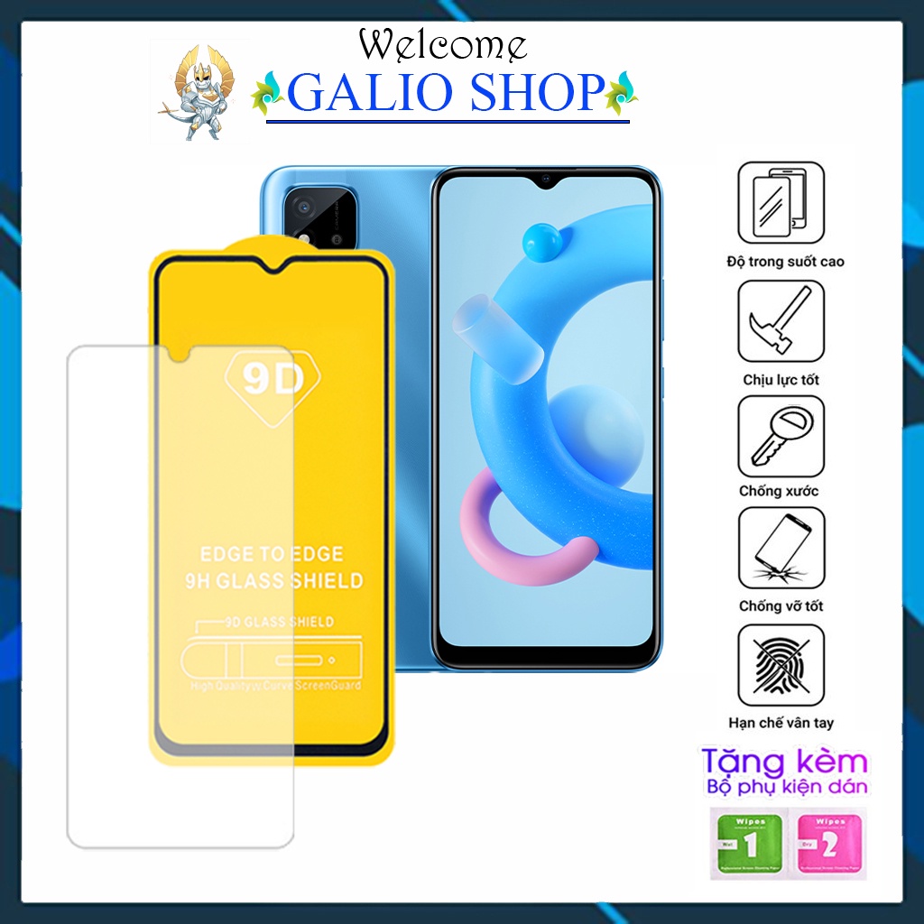 Kính cường lực Realme C11 C12 C15 C20 Full màn cao cấp 9D độ cứng 21H siêu mượt chống bám vân tay chống rơi vỡ màn hình