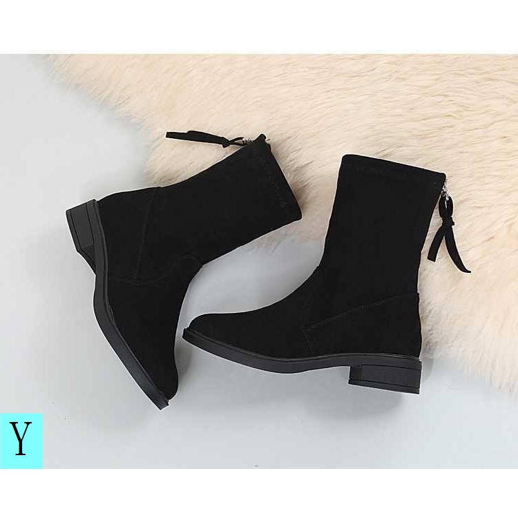 Giày Bốt Martin Cổ Thấp Lót Nhung Mỏng Co Giãn Tốt Thời Trang Thu Đông Cho Nữ Size 1-35 - 43 Size 42