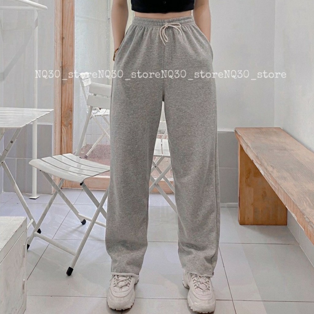 Quần ống rộng nữ cạp chun lai tưa chất da cá