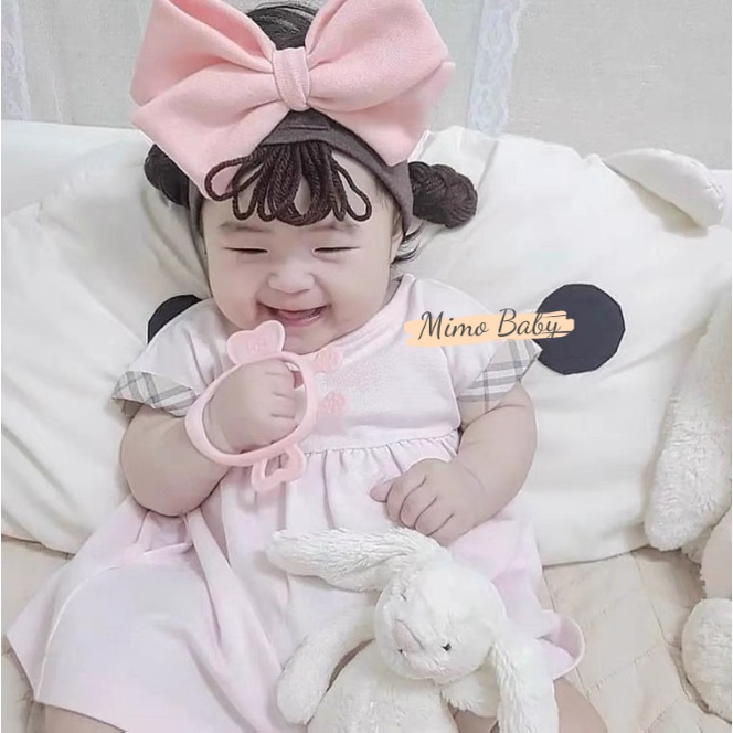 Băng đô tóc giả nơ hồng lớn dễ thương cho bé BD50 Mimo Baby
