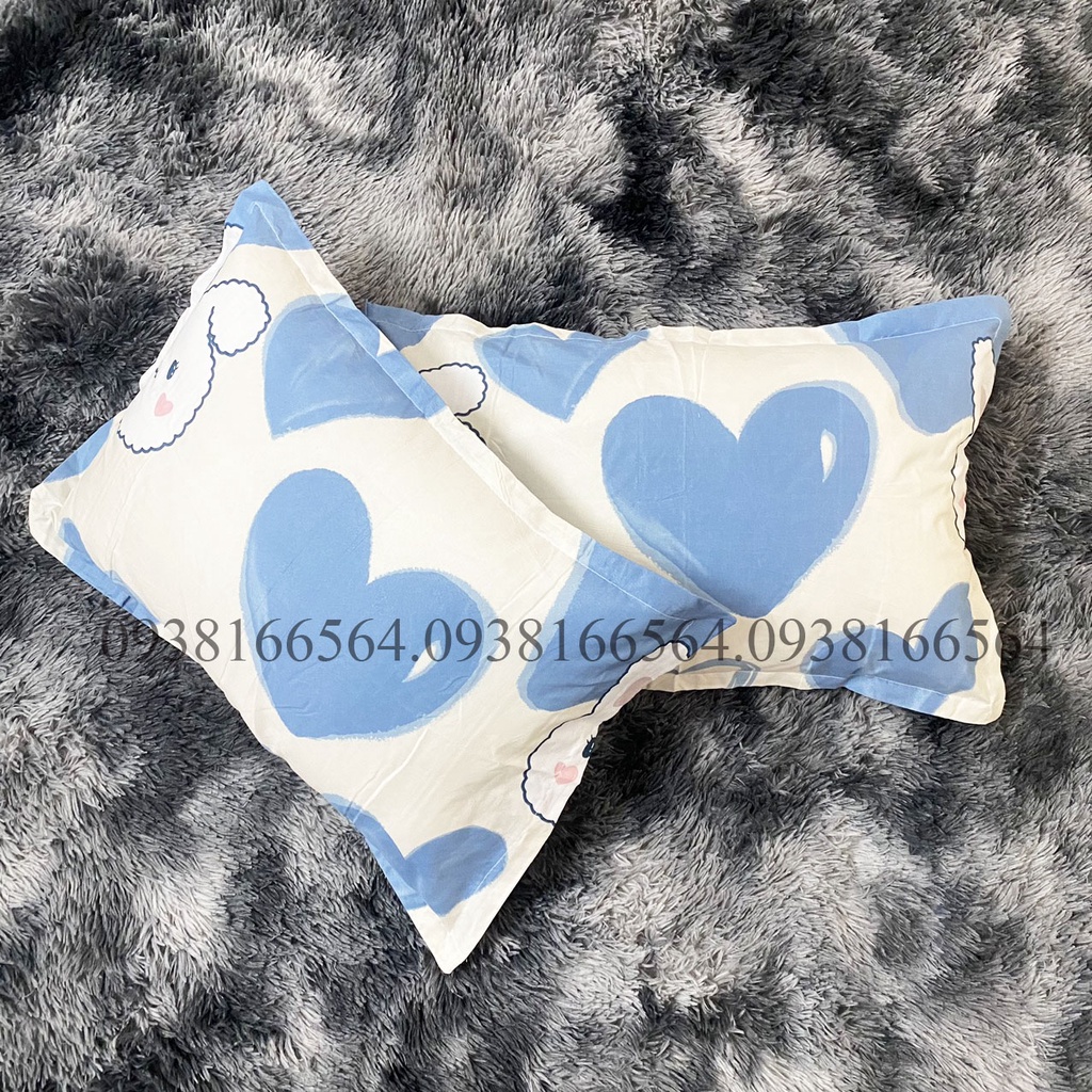 TRỌN BỘ COTTON POLY 5 MÓN CHĂN PHAO DÀY DẶN HÀNG VN HỌA TIẾT THỎ TIM  - ĐỦ KÍCH THƯỚC