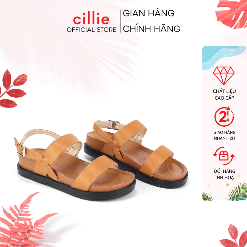 Giày sandal nữ quai ngang basic đế bánh mì cao 4cm mang công sở đi chơi dạo phố Cillie 1098