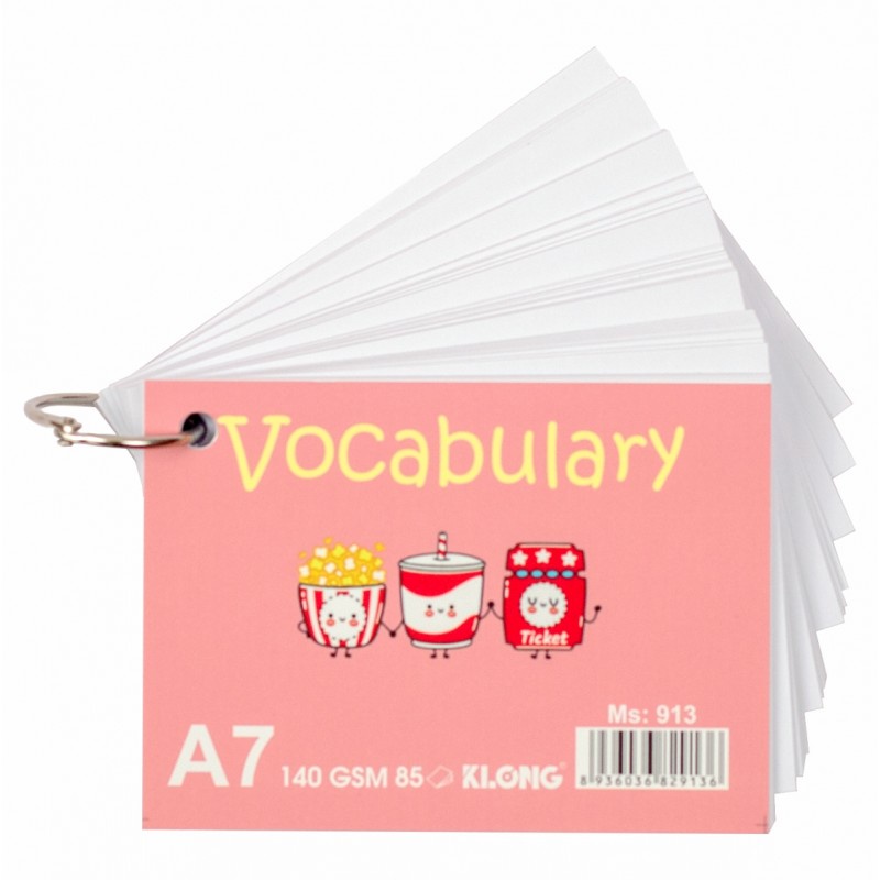 Tập thẻ Vocabulary Card KLONG A7 85 tờ 140/92; MS: 913