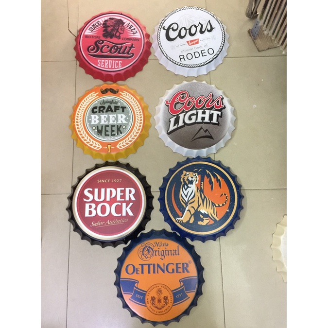 (50 MẪU, GIÁ SỈ) Nắp chai bia trang trí treo tường (nắp ve) 35cm, decor quán beer
