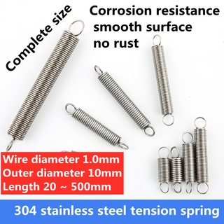  2 chiếc dây lò xo căng thẳng đường kính 1.0mm OD10mm dài 20-300mm móc rút lò xo Móc mở / móc đóng