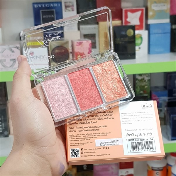 [Odbo] Bộ tree Lively Blushes Phấn má hồng 2 ô và 1 ô phấn sáng nhũ màu trắng OD131