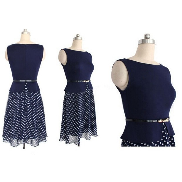 SALE SỐC - Đầm tay ngắn váy chấm bi