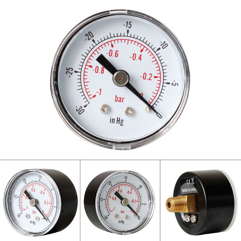✿ Đồng Hồ Đo Nhiên Liệu Chân Không 40mm 0 30 Hg 0-1 Bar 1 8 Bsp Lưng