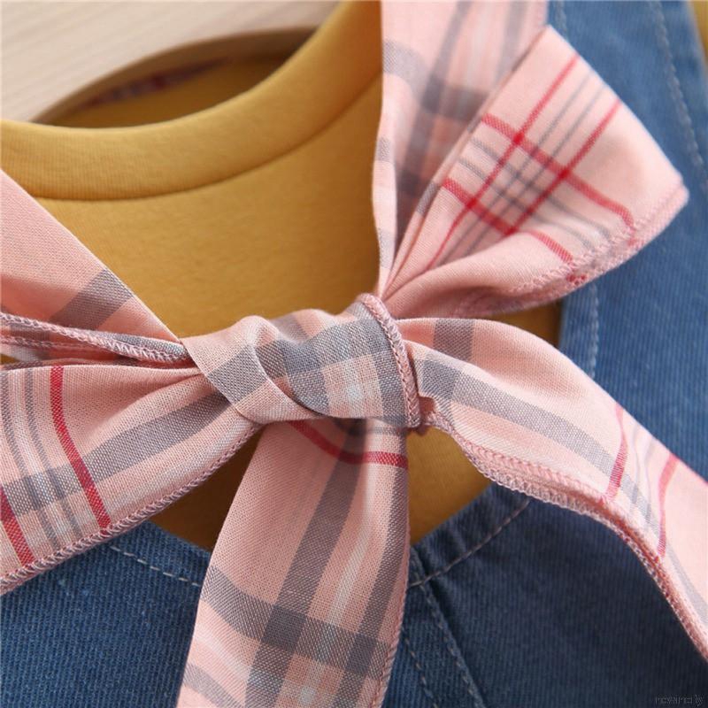 Set Áo Thun Ngắn Tay Và Đầm Yếm Denim Phong Cách Hàn Quốc Dành Cho Bé Gái