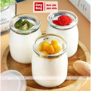 Hũ thủy tinh làm sữa chua caramen 100ml nắp nhựa loại đẹp dày dặn