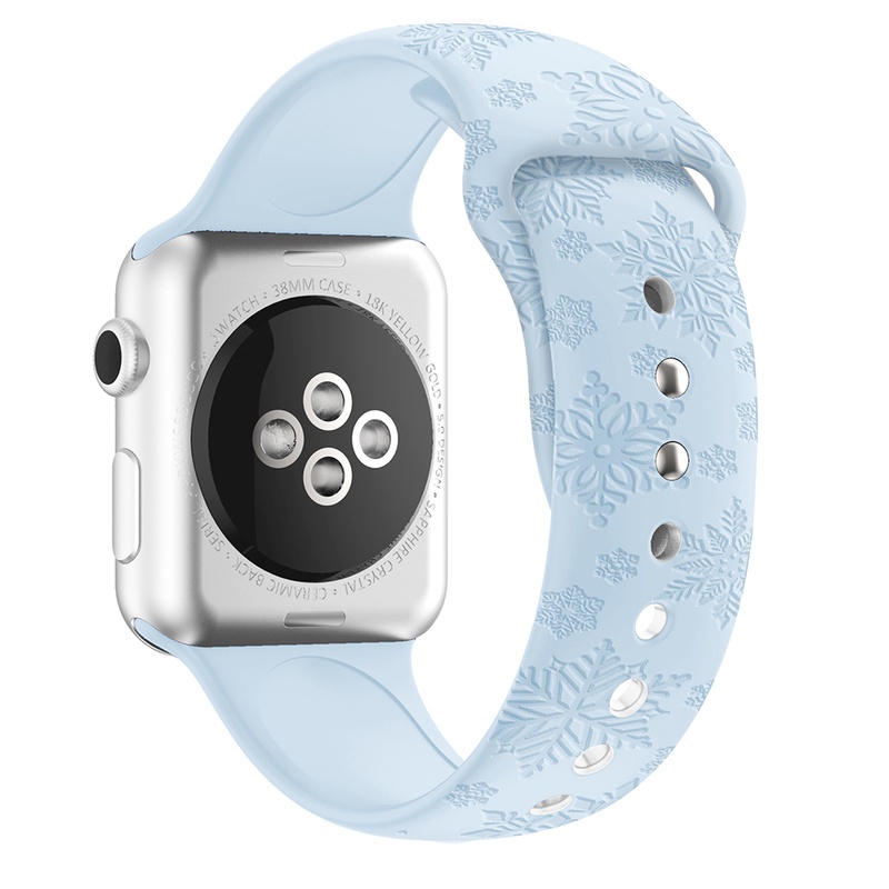 Dây Đeo Đồng Hồ Bằng Silicone Họa Tiết Hoa Tuyết Cho iwatch Series 7 6 5 4 3 2 45MM 41MM 45 41 40 44