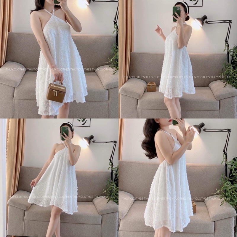 ÁO VÁY YẾM REN TRẮNG DÁNG BABYDOLL CÓ MÚT NGỰC AVRYBD