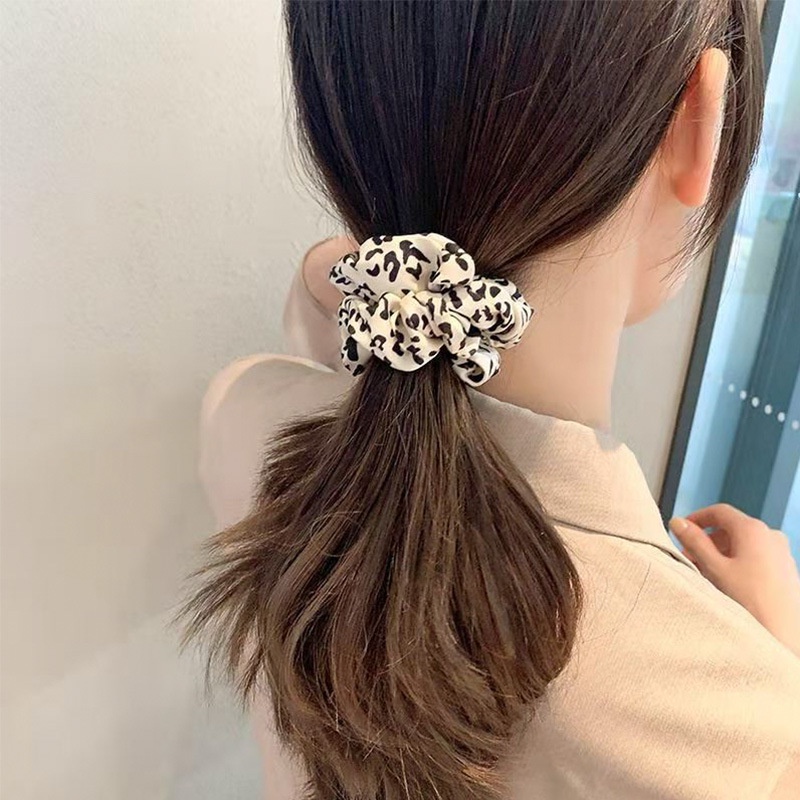Dây buộc tóc, cột tóc Scrunchies họa tiết da báo phong cách Vintage thời trang cho nữ JeliShop