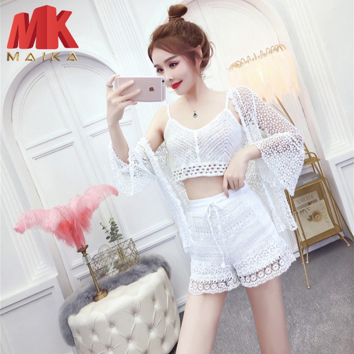 Áo Lưới Đi Biển MK MAIKA Mẫu Mới Móc Len MKF006 Trắng | BigBuy360 - bigbuy360.vn
