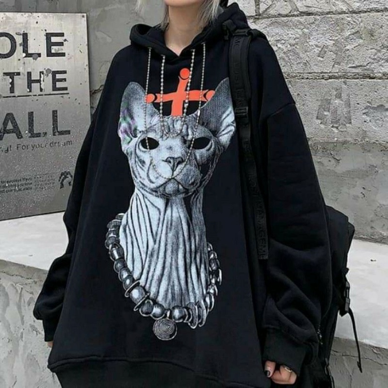 ÁO HOODIE MÈO KÈM XÍCH CÓ MŨ UNISEX NAM NỮ