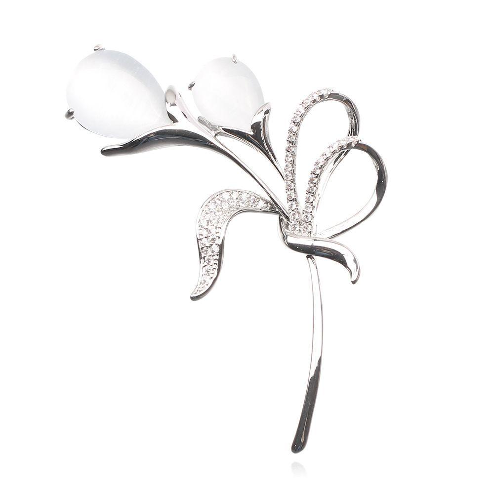 Trâm Cài Áo Hình Hoa Tulip Đính Ngọc Trai Bằng Kim Loại Phong Cách Vintage Thanh Lịch Cho