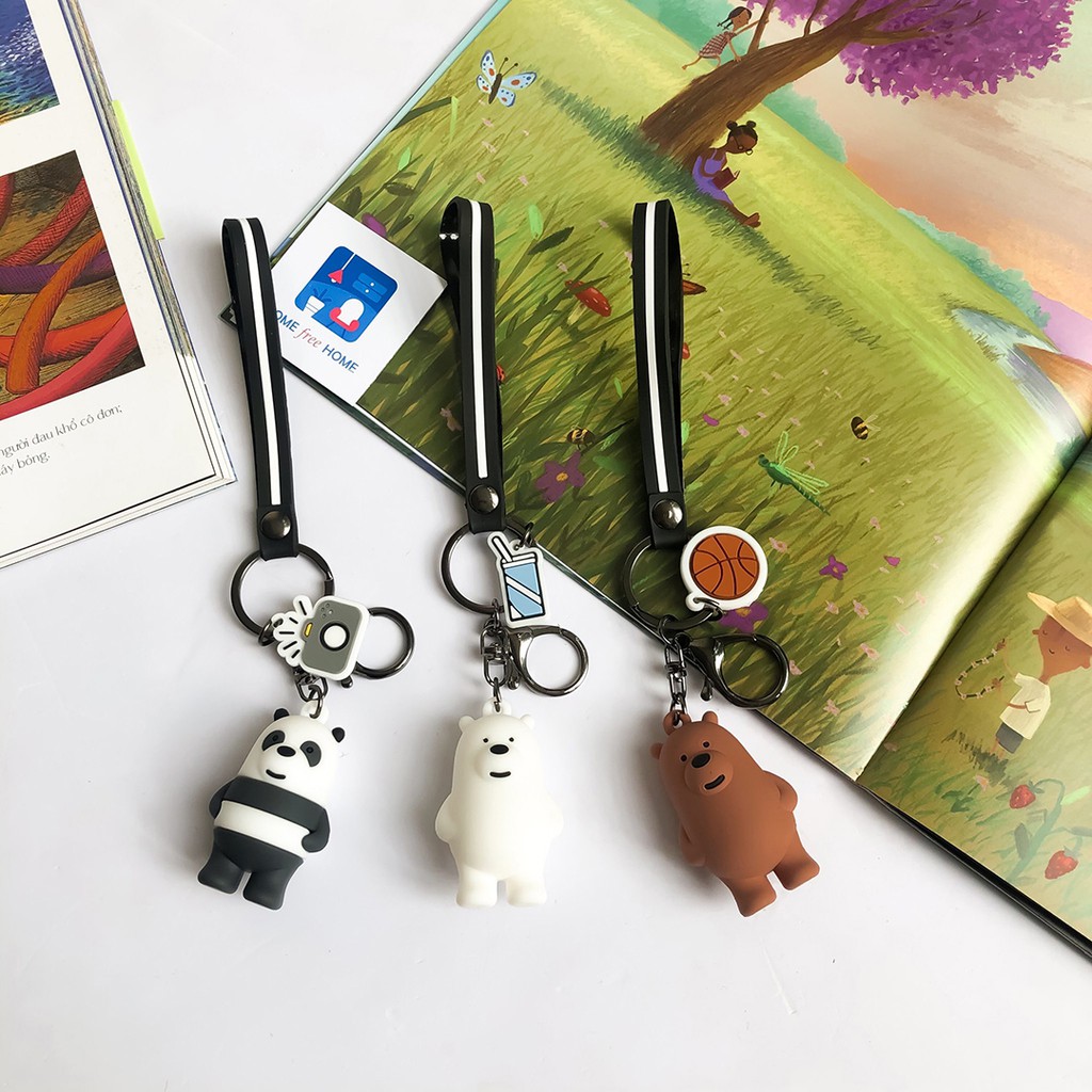 Móc gấu We Bare Bear gắn chìa khóa