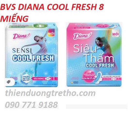 Băng Vệ Sinh Diana Cool Fresh Có Cánh Gói 8 Miếng