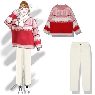 Order áo len - quần jean ulzzang màu kem