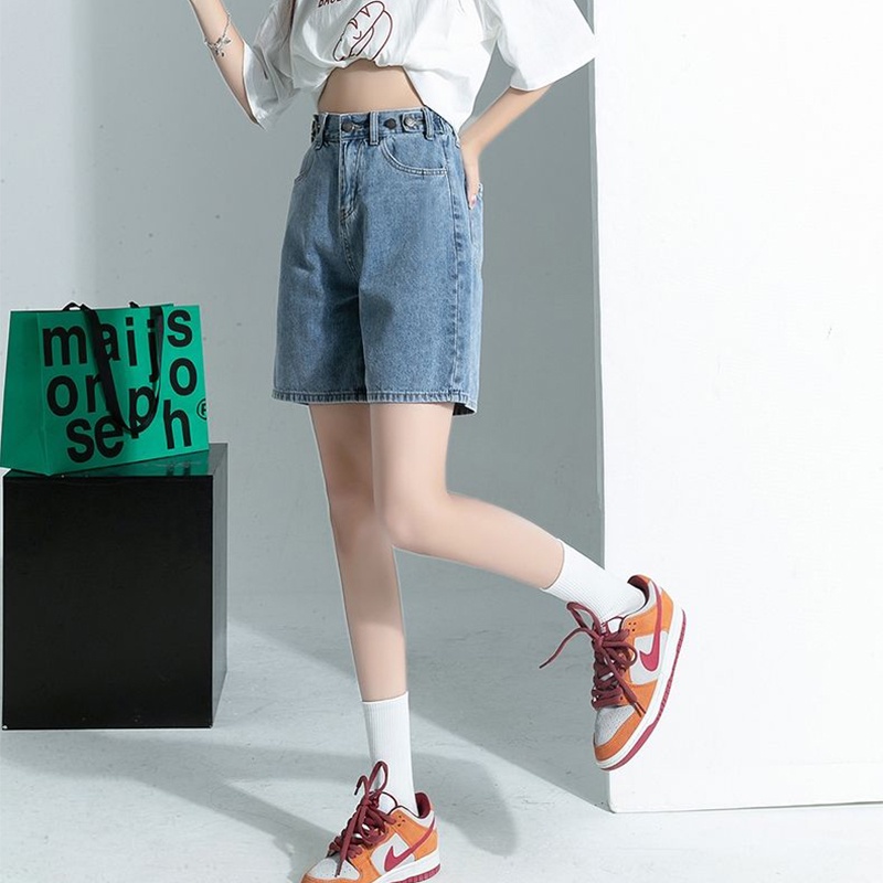 Quần Short Denim Lưng Cao Phong Cách Hàn Quốc Đơn Giản Thời Trang Mùa Hè Cho Nữ