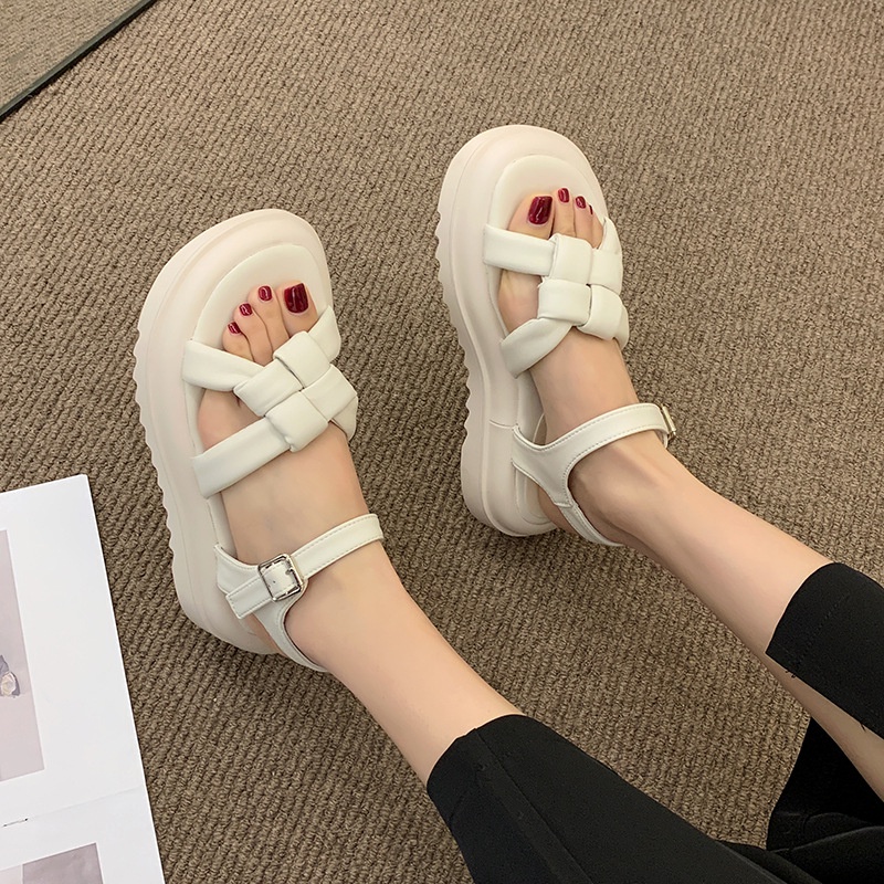 Xăng đan IELGY mũi tròn đan dây khóa cài thời trang dành cho nữ