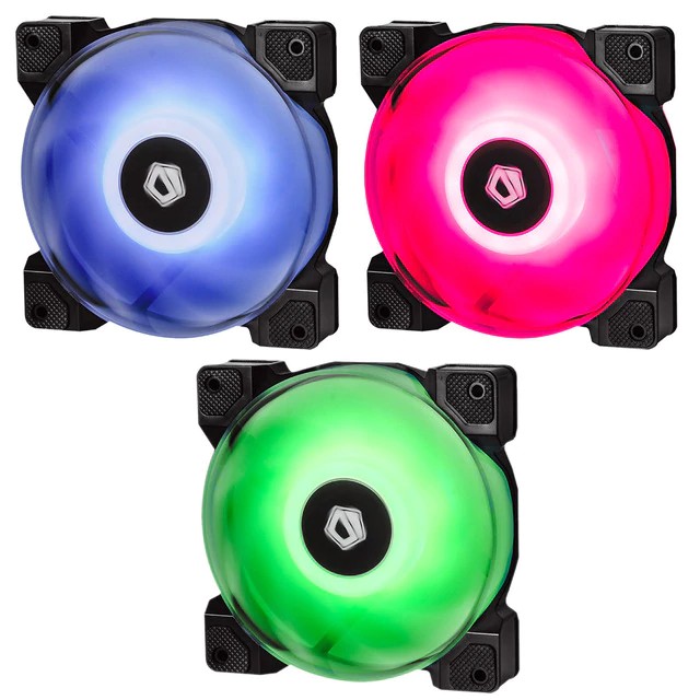 Bộ kit 3 Quạt Fan Case 12cm ID-Cooling DF-12025 RGB TRIO - Quạt thổi radiator, case, sức gió lớn, RGB đa màu tuyệt đẹp