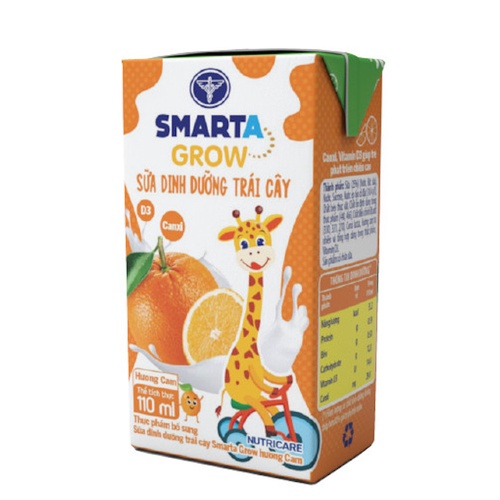 Thùng sữa dinh dưỡng trái cây Nutricare Smarta Grow hương Cam (110ml x 48 hộp)