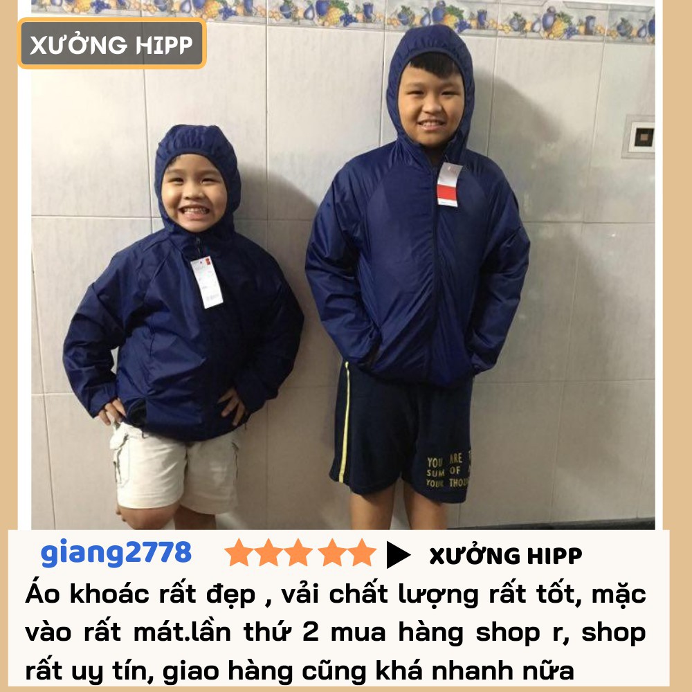 Áo khoác gió cho bé trai, bé gái từ 5 - 14 tuổi, chất vải dù ngoại chống nước và gió rét Xưởng Hipp, KGTE -Hàng nhập khẩ