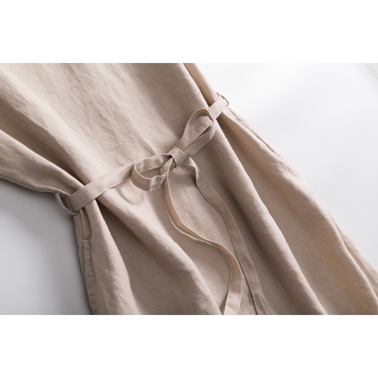 Đầm linen rút dây, váy hè nữ chất linen thoáng mát mặc đi làm, đi dạo cực dễ chịu Da84
