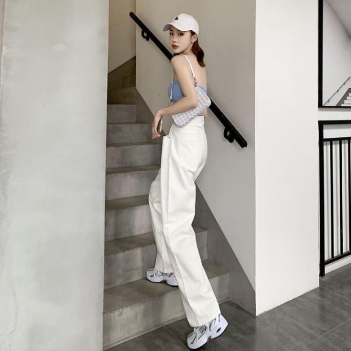 Quần Jean Ống Rộng GÀI EO Nữ Màu Trắng Kem Ulzzang Unisex mặc lên cực tôn dáng | BigBuy360 - bigbuy360.vn