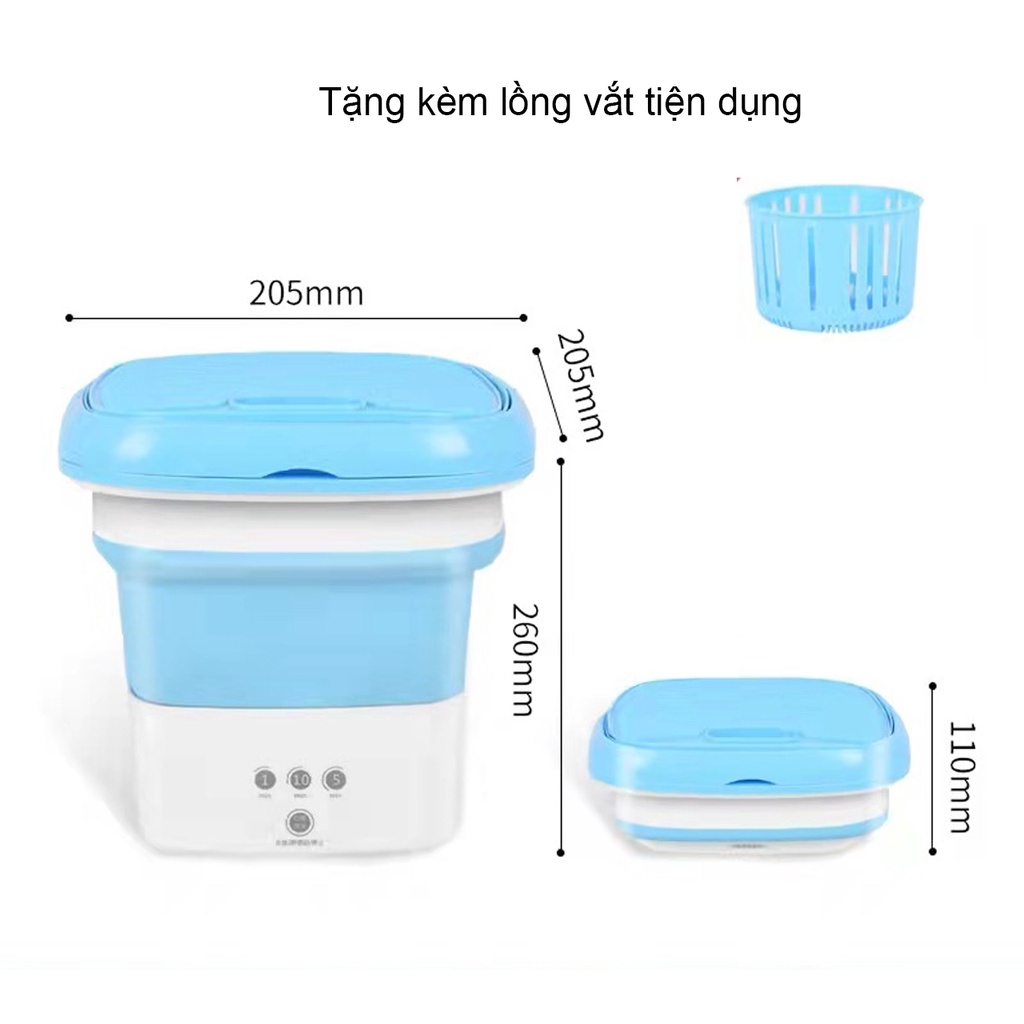 Máy giặt Mini gấp gọn di động, Máy giặt 3kg giặt sạch bụi bẩn đồ cá nhân, vắt khô, khử khuẩn bằng UV công nghệ Blue Ag