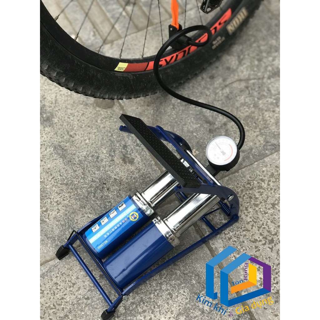 Bơm Đạp Chân Đa Năng Mini Cho Ô Tô Xe Máy 2 Xilanh C-MART