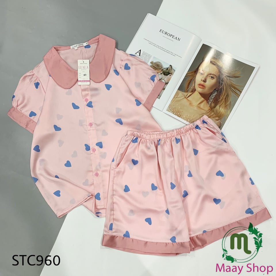 Đồ bộ Pizama đùi lụa satin cao cấp nữ có size | BigBuy360 - bigbuy360.vn