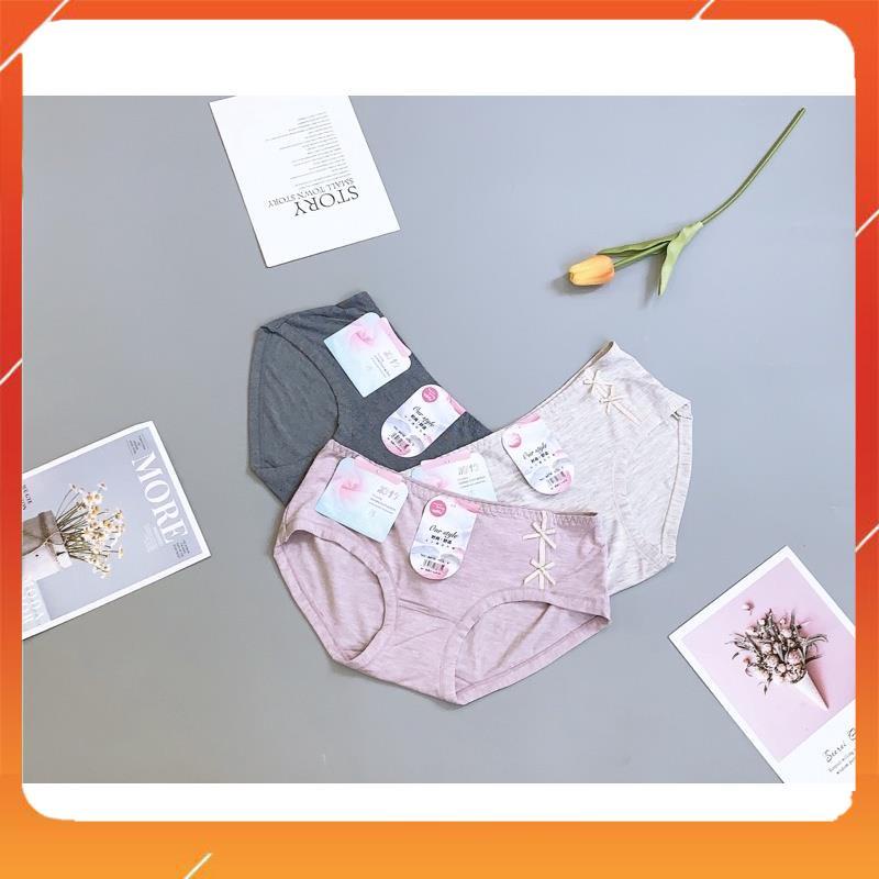 Quần lót nữ chất liệu cotton đũi cao cấp kháng khuẩn thấm hút mồ hôi mix 2 nơ lệch Q2619