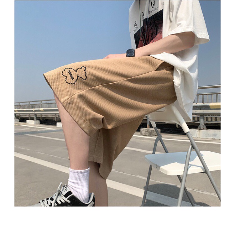 Quần đùi nam nữ vải tổ ong cao cấp - Quần short Unisex thêu hình gấu trúc cực đáng yêu.