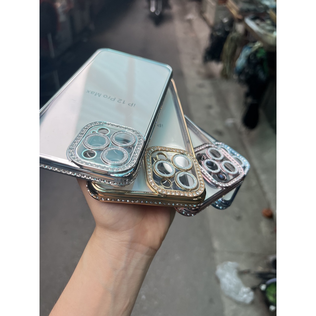 CHÍNH HÃNG REKY  ốp lưng IPHONE VIỀN KIM TUYẾN ĐÁ VIỀN LƯNG TRONG CAMERA NHŨ CẠNH VUÔNG 11 12 13 14 PLUS PRO MAX