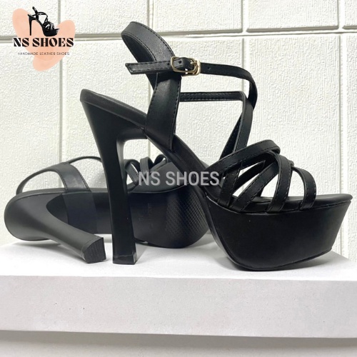 Giày cao gót Hoa Hậu đế đúp thời trang phiên bản gót trụ chắc chắn, da mềm, đệm lót êm chân 13cm - NS2135