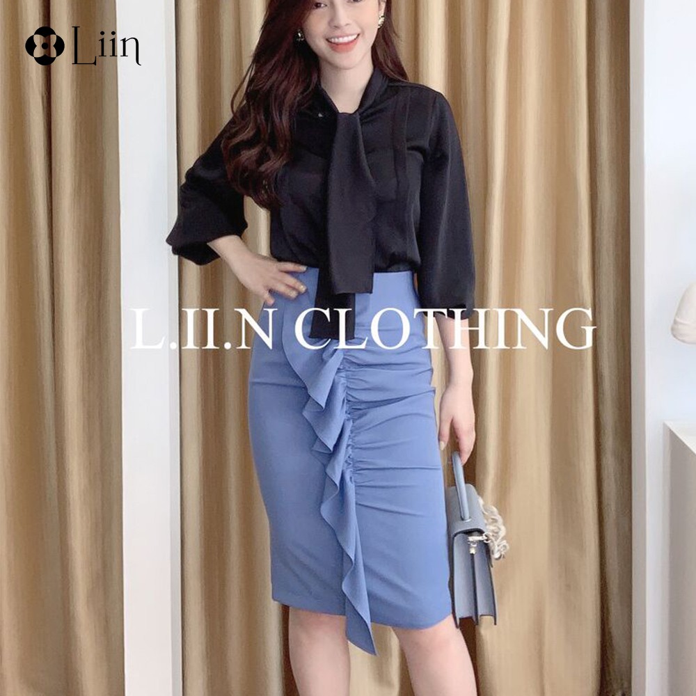 [Mã WABRM30 giảm 30K đơn 0đ] Chân váy nữ công sở dáng dài LINBI phong cách thanh lịch, sang trọng, màu xanh dương J4111 | BigBuy360 - bigbuy360.vn