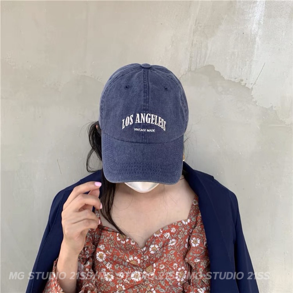 Sản Phẩm Papaya Mũ Lưỡi Trai Denim Chống Nắng Mùa Hè In Chữ LA Phong Cách Đường Phố Hàn Quốc Dễ Phối Đồ MG STUDIO /