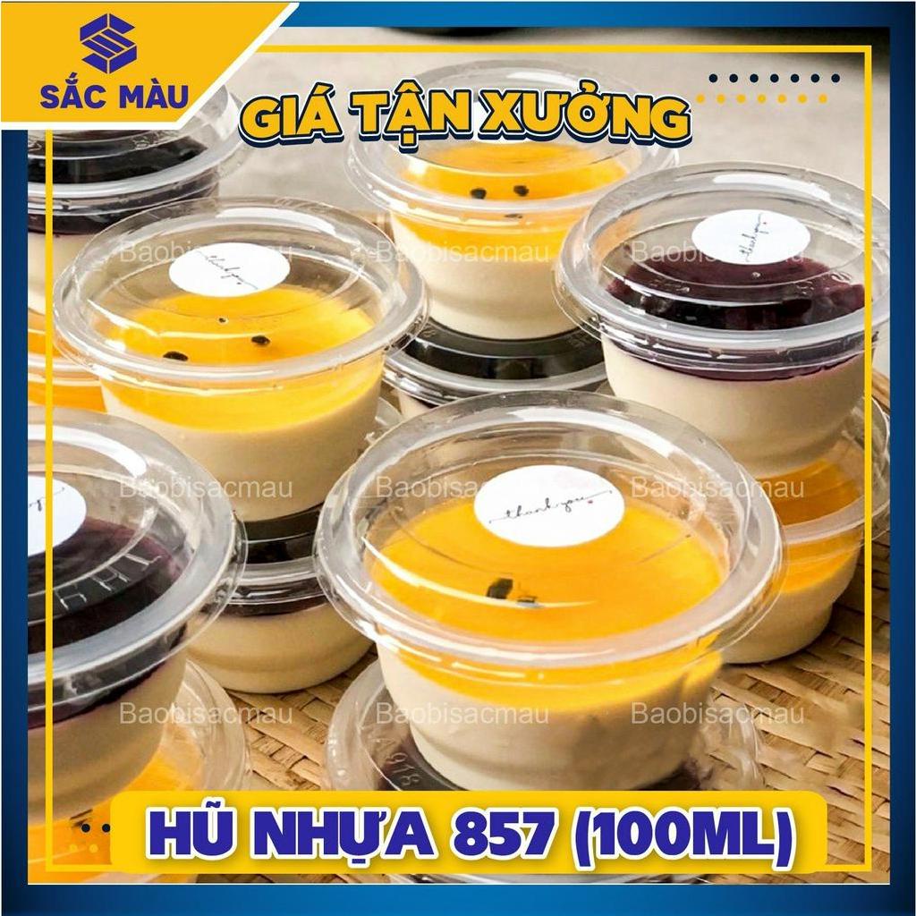 100 hũ nhựa 857 đựng rau câu, topping,... dung tích 100ml kèm nắp