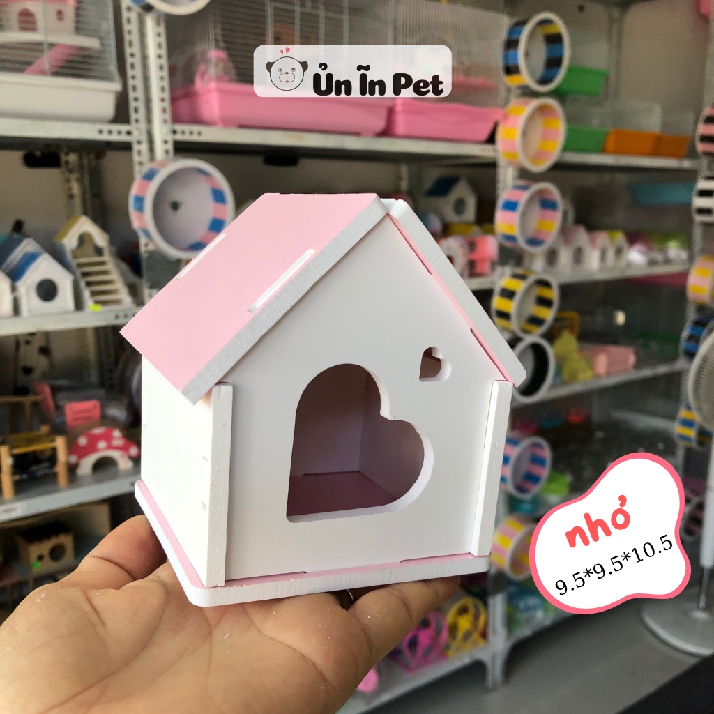Nhà ngủ hamster. NHÀ 2 MÁI XỐP cửa tim