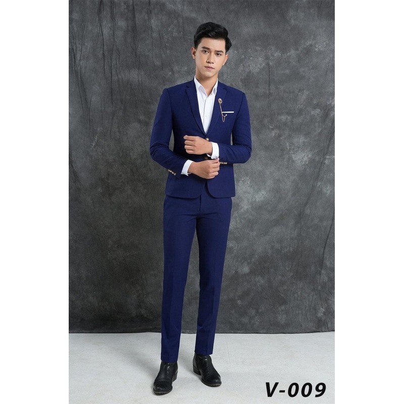 Bộ vest nam,Aó vest nam thời trang ,bộ suit màu xanh than cao cấp lịch lãm cho phái mạnh, com lê blaze