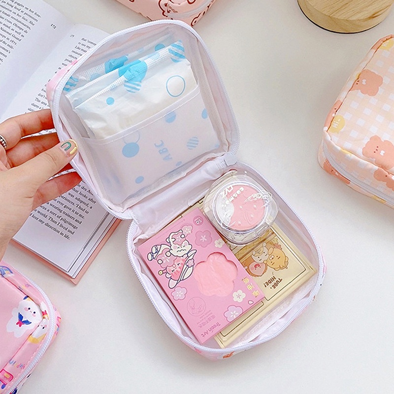 Túi Đựng Băng Vệ Sinh Sức Chứa Lớn Họa Tiết Hoạt Hình Phong Cách Hàn Quốc Cho Nữ