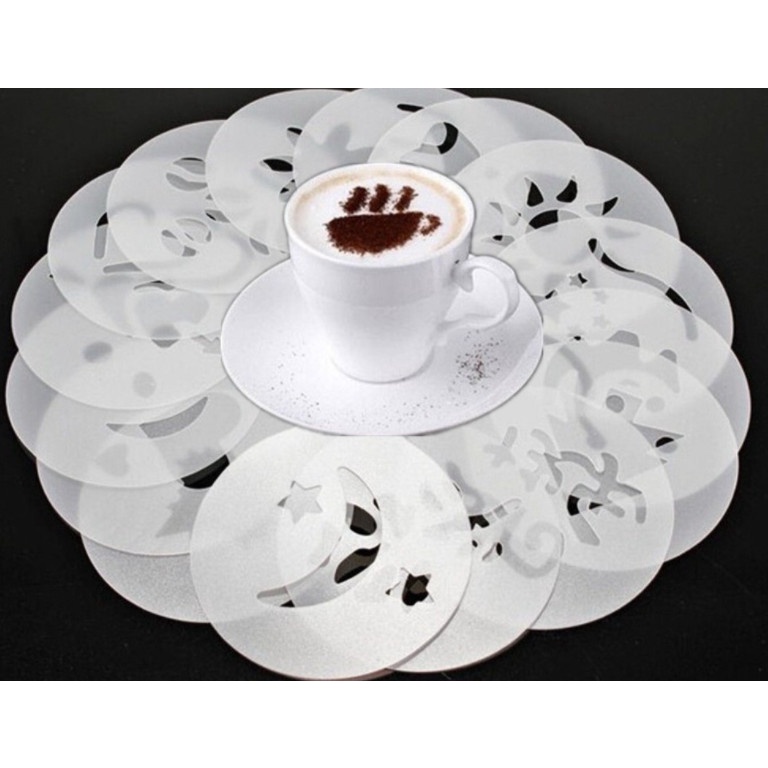 Bộ 16 Khuôn nhựa tạo hình cà phê capuchino giá sỉ