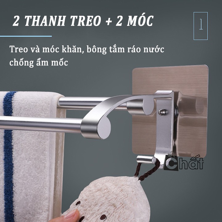 Kệ treo khăn nhà tắm dán tường cao cấp ShuangQing 5219