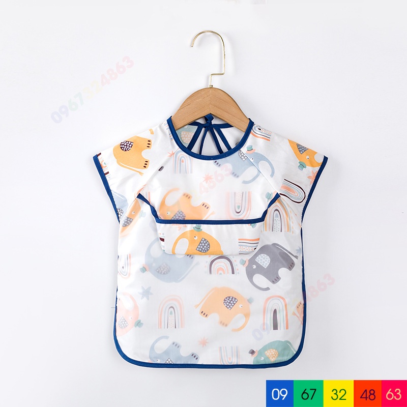 Áo yếm ăn dặm XUẤT NHẬT CỘC TAY CÓ MÁNG chống thấm cho bé