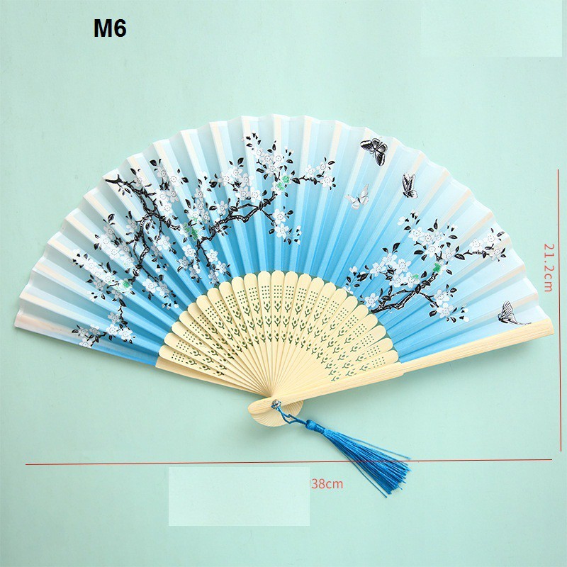 Quạt Giấy Cổ Trang Trung Quốc Xếp Cầm Tay Bằng Gỗ