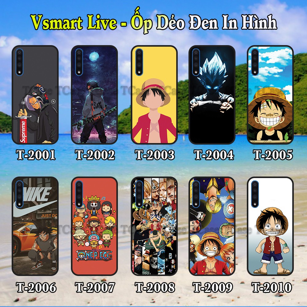 Ốp lưng Vsmart Live dẻo đen in hình One Piece