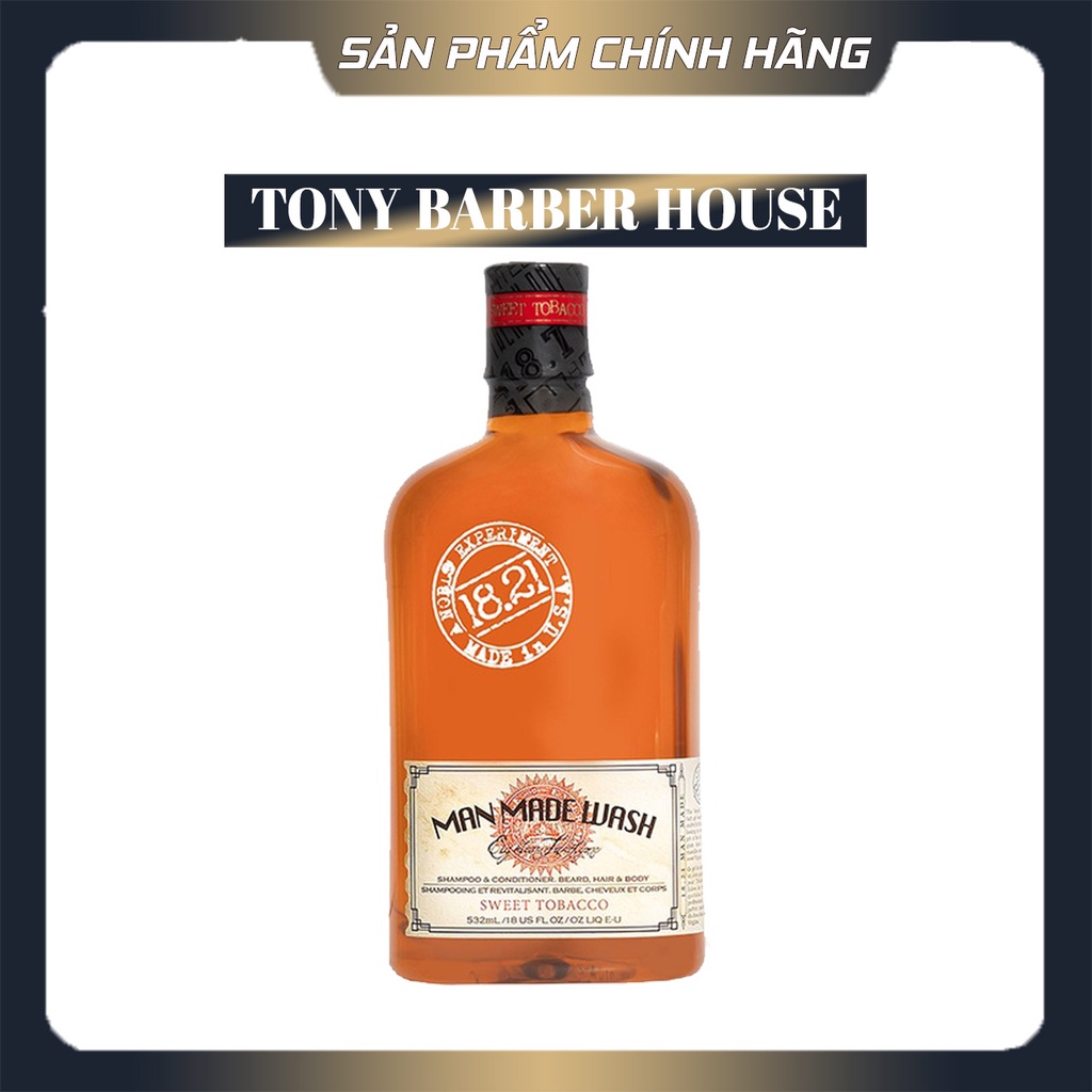 Dầu gội xả tắm nam [3in1] 18.21 Man Made Wash Sweet Tobacco , Spiced Vanilla , Absolute Mahogany , Noble Oud  532ml