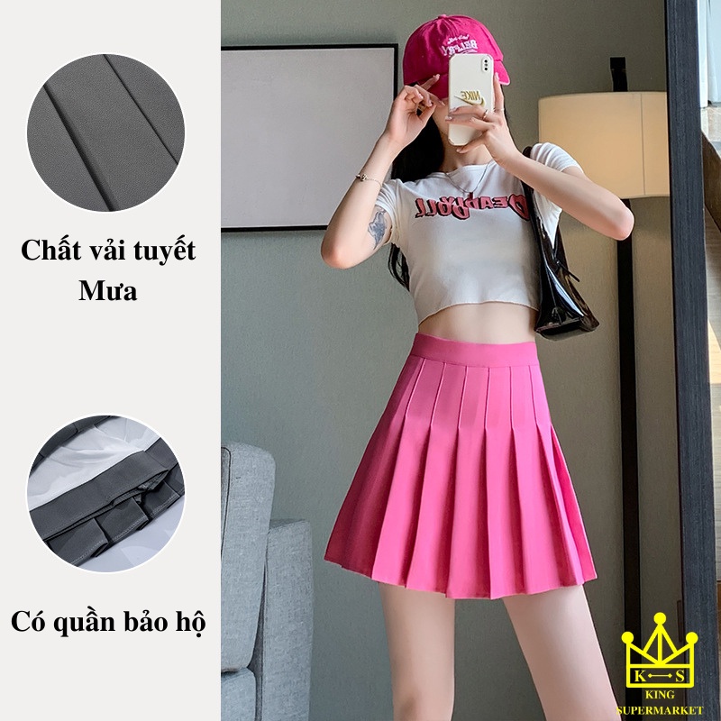 Chân váy xếp ly lưng cao có quần mặc trong, chân váy ngắn tennis dài 38cm, phong cách Hàn Quốc, vải tuyết mưa siêu xinh.
